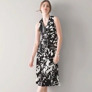 NWT White House Black Market Twist Front Dress Black & White Size 4 Sleeveless